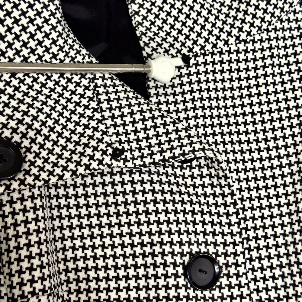 Talbots Black White Houndstooth 3/4 Sleeves Vintage Shawl Collar Jacket Size 6 - Picture 9 of 11